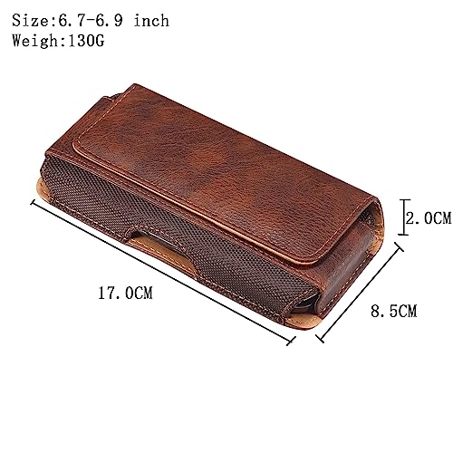 Phone Holster for Samsung Galaxy A17 A16 A15 A25 A35 A55 A57, S26 Ultra, S25 S24 S23 S22 Ultra Plus FE/iPhone 16 Pro Max/Moto G Power Cell Phone Pouch Case with Belt Clip Loop Card Holder (Brown) - color: Brown - Horizontal
