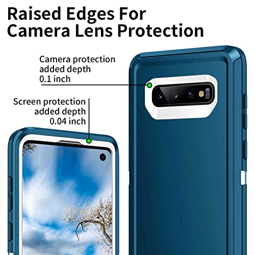 for Galaxy S10 Case,[Without Screen Protector] Heavy Duty Shockproof Dust/Drop Poof 3 Layers Full Bady Protection Rugged Case for Galaxy S10,Turquoise/White - color: Turquoise/White
