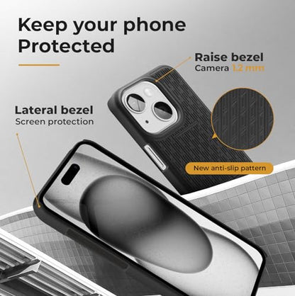 MOTIVE for iPhone 15 Plus Case with Belt Clip, Rigid, Kickstand | 6.7" | Ranger v1 Series, Black, 360° holster, open-top/open-bottom port access, textured grip, slim - size: iPhone 15 Plus