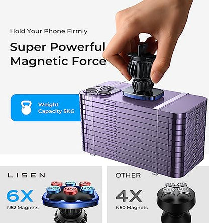 LISEN Magnetic Phone Holder for Car Phone Holder with Upgraded Clip, Magnet Air Vent Magnetic Car Phone Holders Mount for Your Car Automobile Cradles, Soporte De Telefono para Carro, Blue - color: Blue