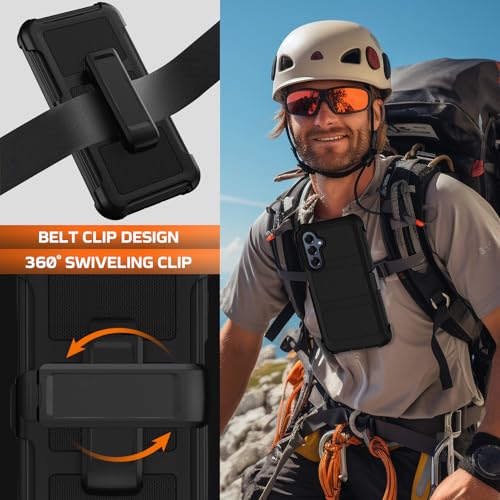 for Samsung Galaxy A16 5G Case with Belt Clip Holster & Kickstand,Military Grade Drop Tested Shockproof Heavy Duty Rugged Cover,w/2X Screen Protectors Defender Bumper Protective Cases (Black) - color: Black