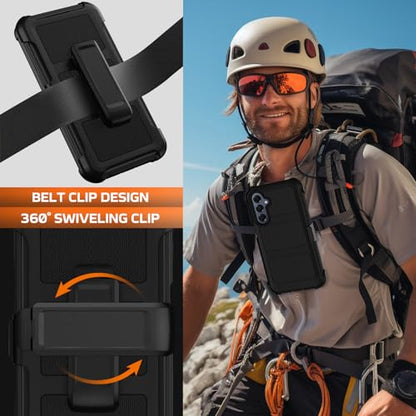 for Samsung Galaxy A16 5G Case with Belt Clip Holster & Kickstand,Military Grade Drop Tested Shockproof Heavy Duty Rugged Cover,w/2X Screen Protectors Defender Bumper Protective Cases (Black) - color: Black