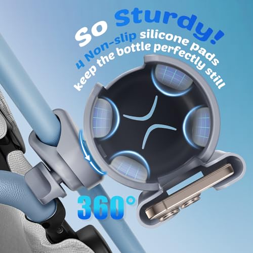 Walker Cup Holder with Phone Holder, Stroller Wheelchair Bike Accessories - color: Gray