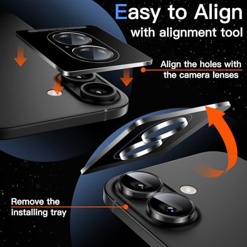JETech Camera Lens Protector for iPhone 17, Black, 1 Set