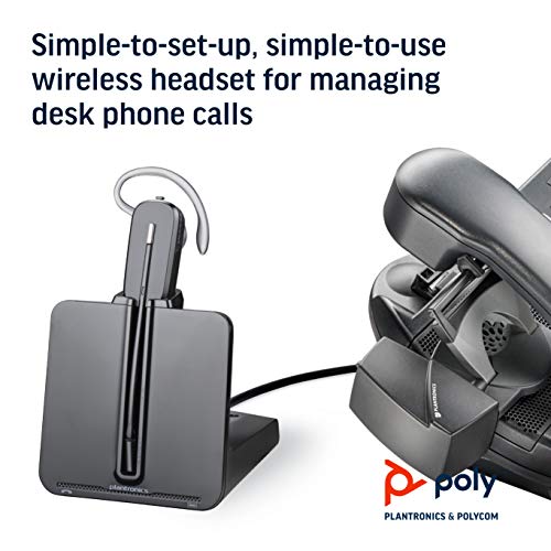 Plantronics - CS540 Wireless DECT Headset (Poly) - Single Ear (Mono) Convertible (3 Wearing Styles) - Connects to Desk Phone - Noise Canceling Microphone