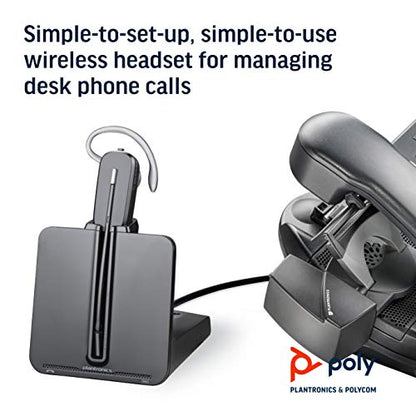 Plantronics - CS540 Wireless DECT Headset (Poly) - Single Ear (Mono) Convertible (3 Wearing Styles) - Connects to Desk Phone - Noise Canceling Microphone