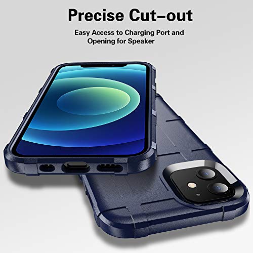 Rugged Shield TPU Thick Solid Armor Tactical Protective Case Compatible with iPhone 12 Mini (5.4 inches) - Navy Blue - color: Navy Blue, size: iPhone 12 mini