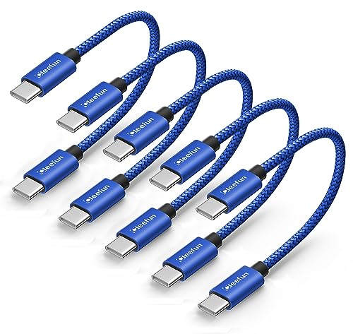 CLEEFUN USB C to USB C Cable 1ft, 5-Pack C to C Cable Fast Charging 60W - color: Blue, size: 1ft+1ft+1ft+1ft+1ft