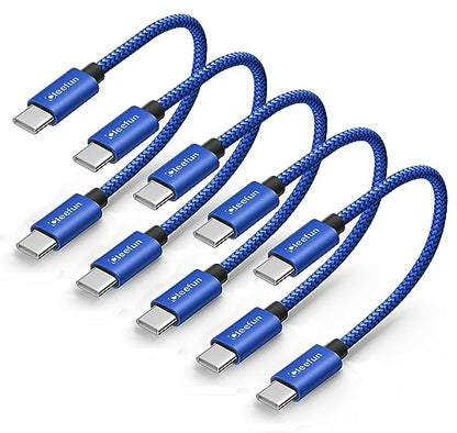 CLEEFUN USB C to USB C Cable 1ft, 5-Pack C to C Cable Fast Charging 60W - color: Blue, size: 1ft+1ft+1ft+1ft+1ft