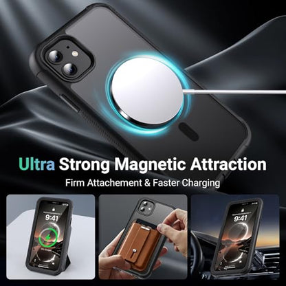 jaroco Magnetic for iPhone 11 Case Heavy Duty Protection Black | Compatible with MagSafe,Military Grade Drop Protection,Translucent Matte,Non-Slip,Shockproof 2-Layer Durable Bumper Case - color: Black, size: iPhone 11
