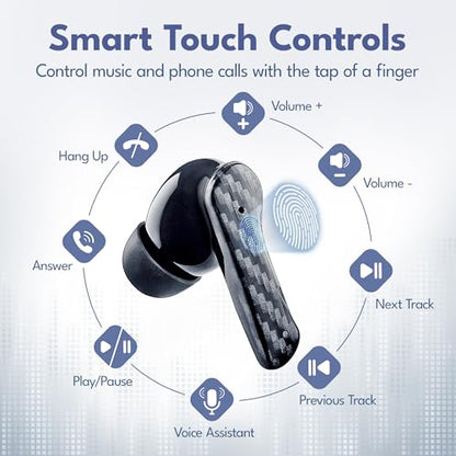 Groovz Plus True Wireless Earbuds with Wireless Charging Case -Designed in the USA -IPX4 Water Resistant Bluetooth Earbuds Compatible with Apple & Android, 46Hr Battery, Dual Microphone Classic Blue