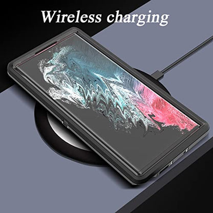 YmhxcY for S22 Ultra Case, Drop Proof 3-Layer Durable Cover/Shockproof Armor Drop Protection/Solid Rubber Protective Matte Cover for Galaxy S22 Ultra 6.8”-Black - color: Black