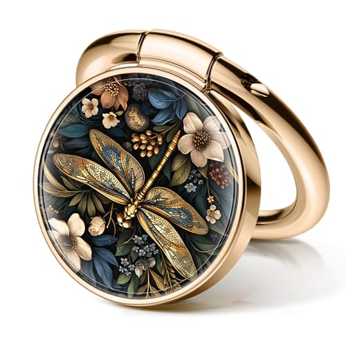 Cell Phone Ring Holder, Cute Metal Phone Grip Stand Finger Ring Kickstand, Flexible 360°Rotation Phone Tablet Case Accessories Compatible with Most Phones Luxury Golden Dragonfly - color: Luxury Golden Dragonfly