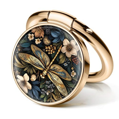 Cell Phone Ring Holder, Cute Metal Phone Grip Stand Finger Ring Kickstand, Flexible 360°Rotation Phone Tablet Case Accessories Compatible with Most Phones Luxury Golden Dragonfly - color: Luxury Golden Dragonfly
