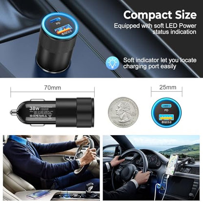 Car Charger USB C 3-Pack, Ancekoy 38W Dual Port Car Charger Adapter - color: Black, size: 3-Pack
