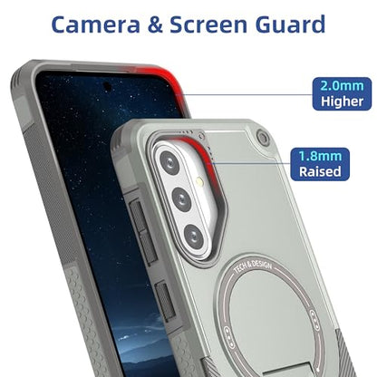 for Galaxy A37/A36-5G Case Military-Grade Dropproof Phone/Invisible Kickstand with MagSafe/HD Screen Protector, Protective Magnetic Phone Cover for Samsung Galaxy A37 4G/5G&A36 5G (Gray) - color: Gray