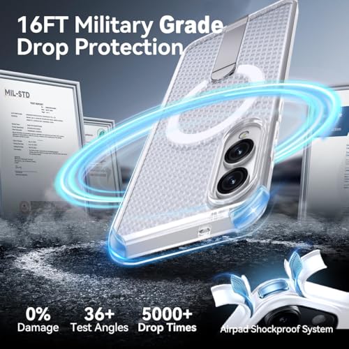 for Samsung Galaxy S25 Edge Case with Stand Compatible with MagSafe +1 Screen Protector, [Built in Kickstand &Magnet][Heat Dissipate] Protective Matte Case for Galaxy S25 Edge (Frost Clear) - color: Frost Clear