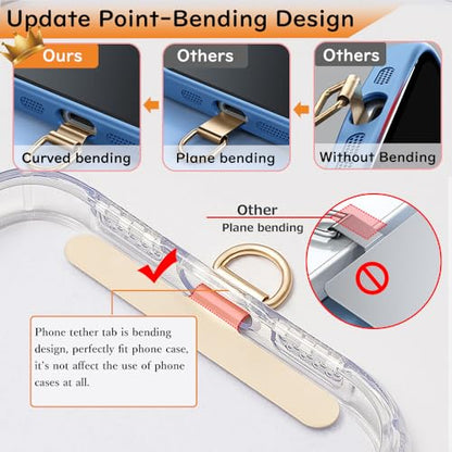 Phone Tether Tab,Ultra-thin 0.2mm Bending Design Universal Stainless Steel Phone Lanyard Tab Without Adhesive,Metal Phone Lanyard Replacement Patch for Cell Phone (Gold) - color: B