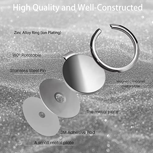 Metal Cell Phone Ring Holder Finger Ring Stand, 360 Degree Rotation Ring Kickstand Grip Holder for Magnetic Car Mount, Silver - color: Silver