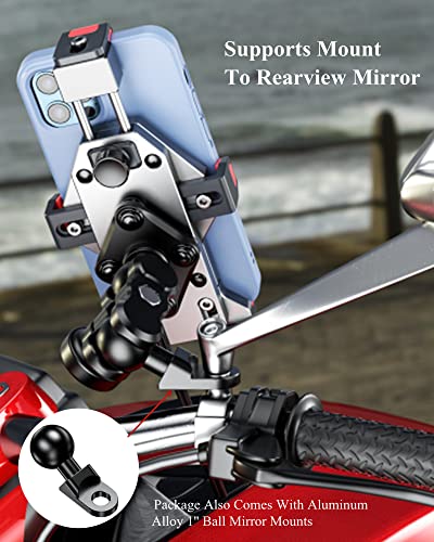 BRCOVAN Anti-Theft Aluminum Alloy Motorcycle Phone Mount Holder, Silver - color: SILVER
