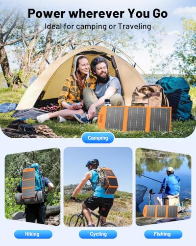 SOLUPUP Solar Panels 30W Portable Foldable Solar Charger with 5V USB-A and USB-C Fast Charging Compatible with iPhone, iPad, Samsung, Power Banks, IPX5 Waterproof Perfect for Camping, Hiking, Outdoor - size: 30W