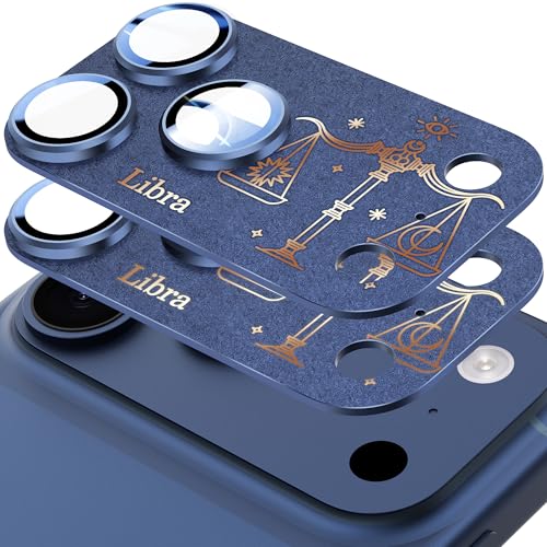 2 Pack Camera Lens Protector for iPhone 17 Pro,Libra Pattern, AR 360-Degree Protection,Drop Protection,Anti Scratch Full-Coverage,Camera Transmfttance HD,Easy Installation,Dark Blue - color: Dark Blue/Libra, size: for iPhone 17 Pro