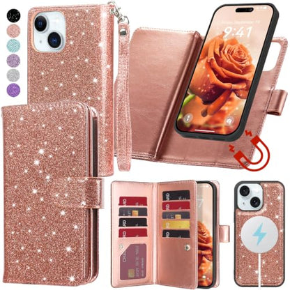 Varikke for iPhone 13 Wallet Case Compatible with Magsafe, Rose Gold - color: (Compatible with MagSafe) Rose Gold, size: iPhone 13 6.1"