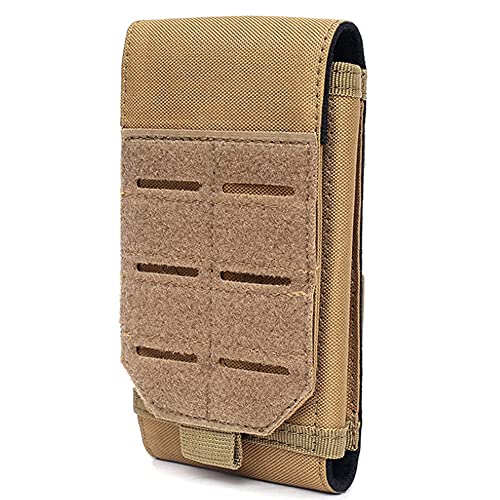 Universal Tactical Molle Phone Pouch Cellphone Holder | Mobile Holster Belt Smartphone Pouch for iPhone 17 Pro Max/Air/17 Pro/ iphone17/16 /15 /14 /13/12 Pro Max/iphone 16/15/14Plus - color: TAN