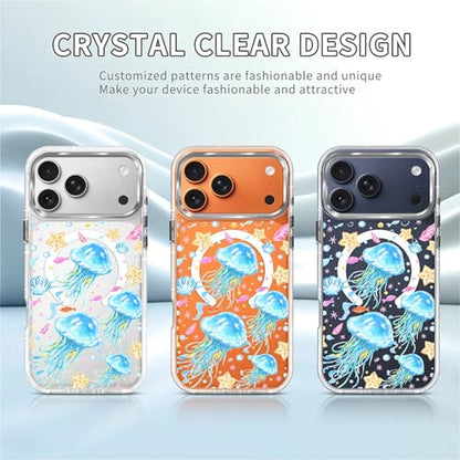 VisEnt Clear Case for iPhone 17 Pro Max, Magnetic Phone Case, Transparent Slim Cover, Military Grade Protection, Shockproof, Anti-Yellowing, Scratch Resistant, Blue Jellyfish Ocean - color: Blue Jellyfish Ocean, size: Iphone 17 Pro Max