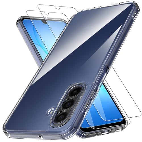 Anoowkoa Designed for Samsung Galaxy A17 5G Case: Anti Yellowing Clear Phone Case with 2 Pack Galaxy A17 Tempered Glass Screen Protector.9H Hardness.Shockproof. Transparent - color: Samsung Galaxy A17