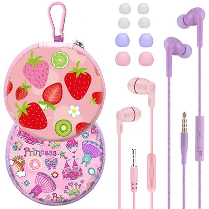 2-Pack Teens Wired Earbuds with Cases, 3.5mm School Headphones, Fairy tale - color: Fairy tale