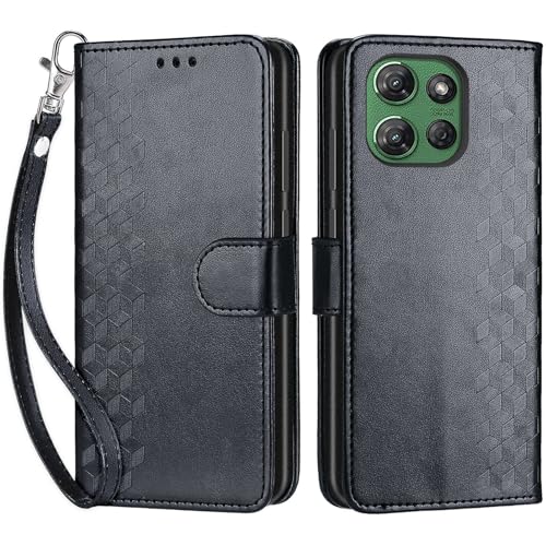 Wallet Case for Motorola Moto G Power 2025/2026, Black Cube | Women Flip Folio Cover, Embossed PU Leather, Stand, Credit Card Holders Slots, Wrist Strap - color: 1