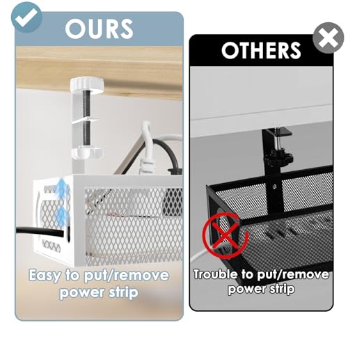 Cable Management, 2 Pack Cable Management Under Desk, Cable Tray - color: White, size: 15.3''+15.7'' (2 Pack)