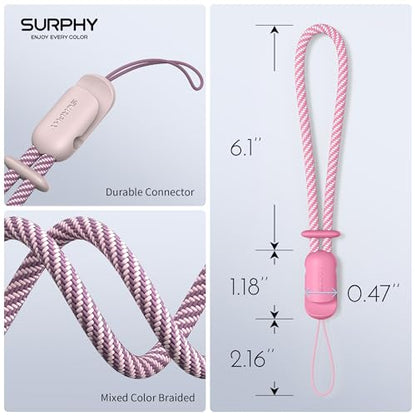 SURPHY 2 Pack Phone Lanyard, Phone Wrist Strap for Case, Camera Wrist Strap - color: Pink & Rose Pink