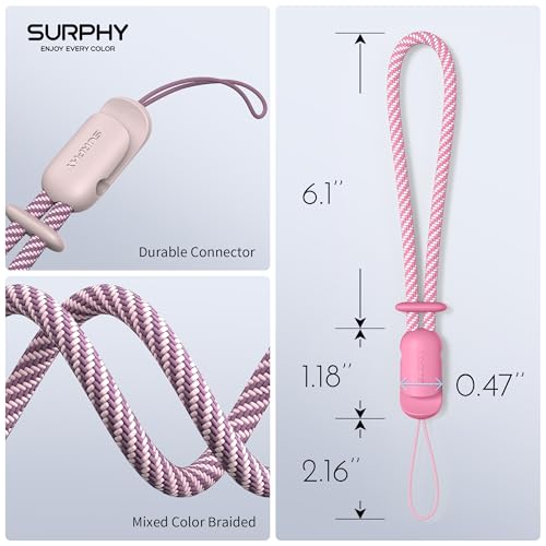 SURPHY 2 Pack Phone Lanyard, Phone Wrist Strap for Case, Camera Wrist Strap - color: Pink & Rose Pink