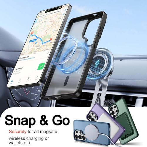 Magnetic for Samsung Galaxy S26 Ultra Wallet Case with Card Holder﻿ | Compatible with MagSafe, Shockproof Phone Cover with Detachable RFID Blocking Card Slot, Black - color: Black, size: S26 Ultra 6.9"