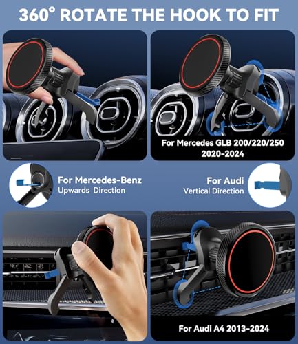for Magsafe Car Phone Mount for Mercedes Benz A/B/C/E/V/G/Class & Audi A1/A3/A3, Air Vent Car Mount Magnetic Phone Holder Compatible with iPhone 17 Pro Max 16 15 14 13 12, Black - style: Air Vent Car Mount
