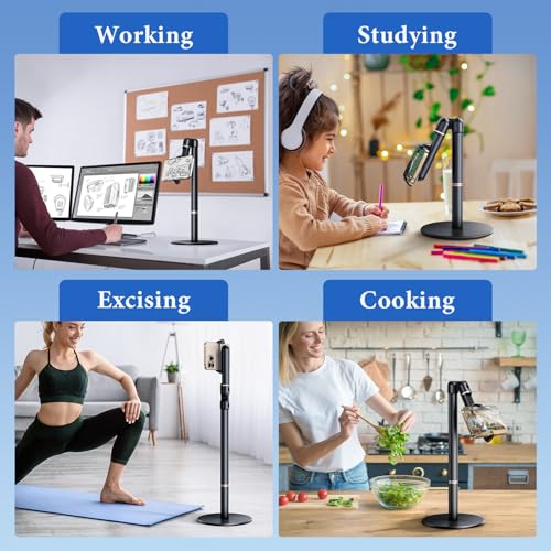 Retractable Phone Stand,360° Rotatable Overhead Phone Mount for Desk