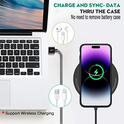 Wireless Charging Case for iPhone 14 Pro Max, 12000mAh High Capacity Portable Rechargeable Battery Case Qi Wireless Charging with iPhone 14 Pro Max (6.7 inch) Extended Battery Charger Cover (Black) - size: iPhone 14 Pro Max