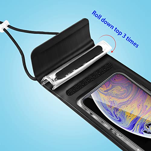 Waterproof Phone Pouch,IPX8 Waterproof Phone Case Bag Holder for iPhone 14 Pro Max/14 Plus/13/13 Pro Max/12/12 Pro Max/11/11 Pro Max/Xs Max/XR Samsung up to 6.9" for Kayaking Swimming(Black) - color: Black to 6.9"