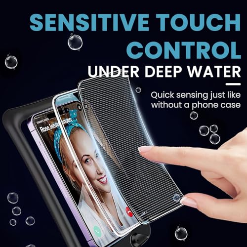 2 Pack Waterproof Floating Phone Pouch IPX8 Floatable Waterproof Phone Case with Lanyard Strap Universal Dry Bags Underwater Case Wallet for iPhone 17/Air16 15 14 13 12 Samsung,Up to 7.2" for Swimming - color: Blue+Black