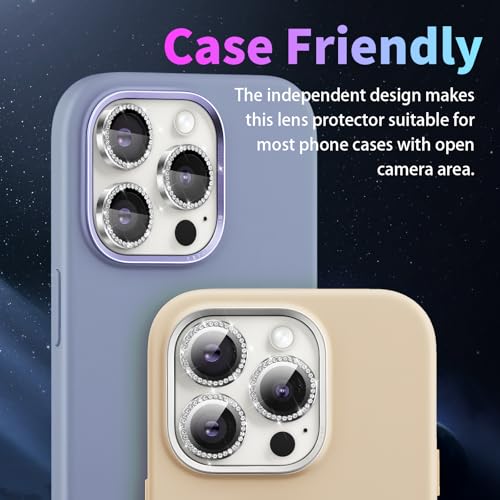 Camera Lens Protector for iPhone 15 Pro/15 Pro Max, Diamond Silver - color: Diamond Silver