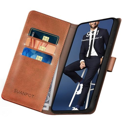 SUANPOT Compatible with Samsung Galaxy S26 Plus Wallet case with RFID Blocking Credit Card Holder,Flip Book PU Leather Protective Cover Women Men for Samsung S26 Plus Phone case Light Brown - color: Light Brown, size: Samsung Galaxy S26 Plus