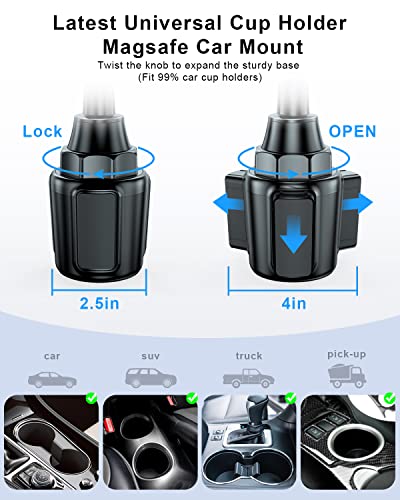 SUPERONE Magsafe Cup Holder Phone Mount, Universal Cup Phone Holder for Car