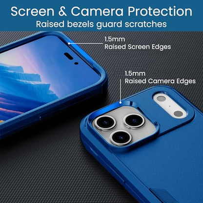 MXX for iPhone 17 Pro Max Case, Heavy Duty 3 in 1 Wing Design Protective Cover with MagSafe, Phone Case 2025 (Navy Blue) - color: Navy Blue, size: iPhone 17 Pro Max