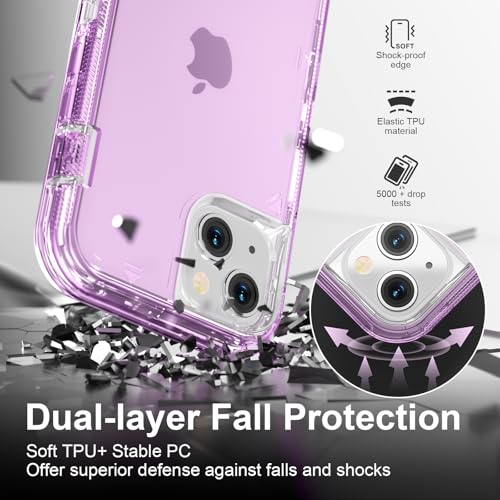 Follaroma for iPhone 13 Case, Shockproof, Crystal Purple | Heavy Duty Shockproof Protection Phone Cases, Anti-Drop, Dual Layer Transparent Rugged Protective Cover, 6.1 inch - color: Purple, size: iPhone 13 6.1’