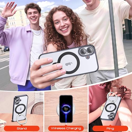 for Plating iPhone 17 Case with Magnetic Stand,Black - color: Black, size: iPhone 17