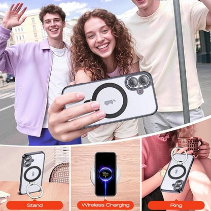 for Plating iPhone 17 Case with Magnetic Stand,Black - color: Black, size: iPhone 17
