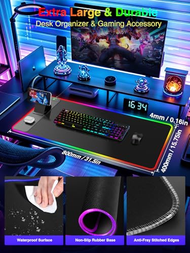 Wireless Charging Mouse Pad with Magnetic Phone Stand, 31.5"x15.8" Large - color: RGB-Mag Stand-Adatper