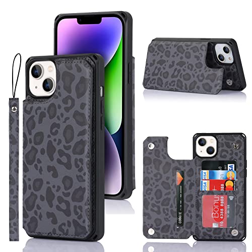 Cavor for iPhone 14 Wallet Case with Card Holder for Women Men, Black - color: E-Black